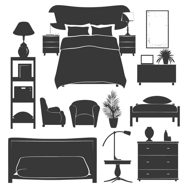 Silhouette bedroom at home equipment black color only