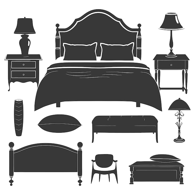 Silhouette bedroom at home equipment black color only
