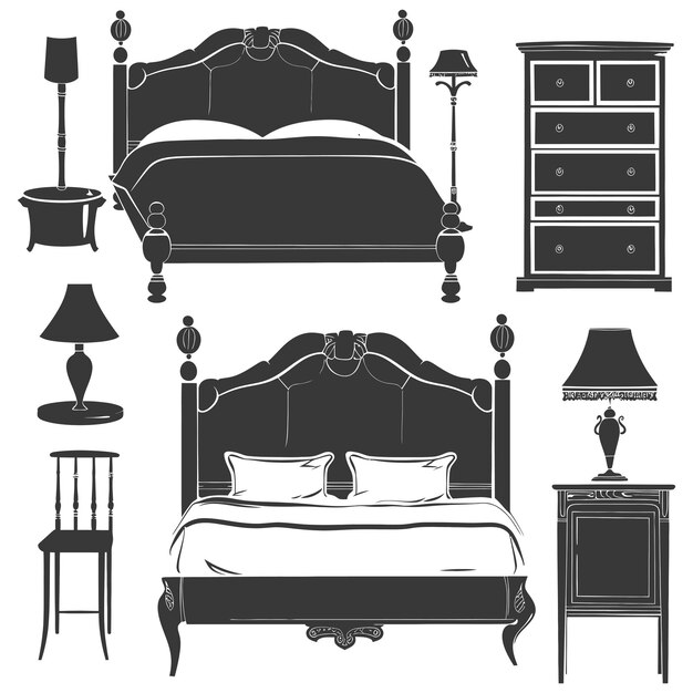 Silhouette bedroom at home equipment black color only