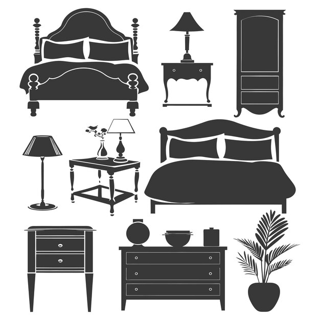 Silhouette bedroom at home equipment black color only