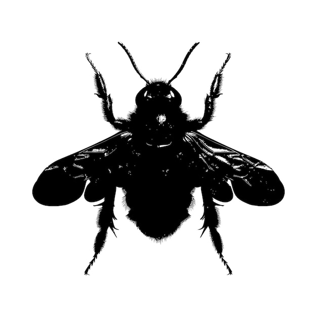 Vector silhouette bee animal black color only full body