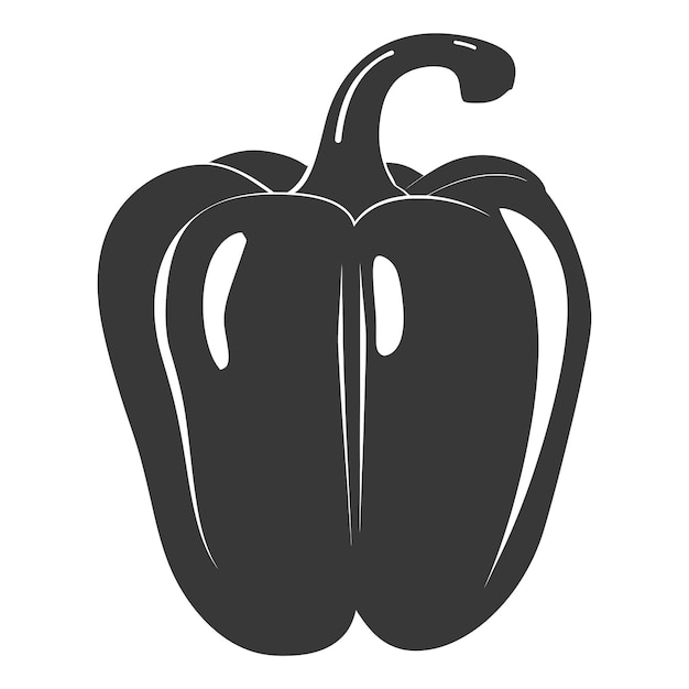 Silhouette bell pepper or paprika sliced black color only