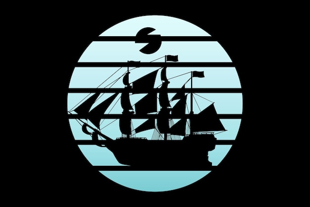 Vector silhouette big ship retro vintage