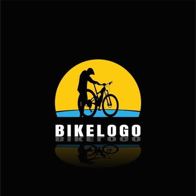 Silhouette bike logo vector premium