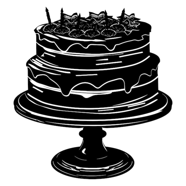 Silhouette birthday cake black color only