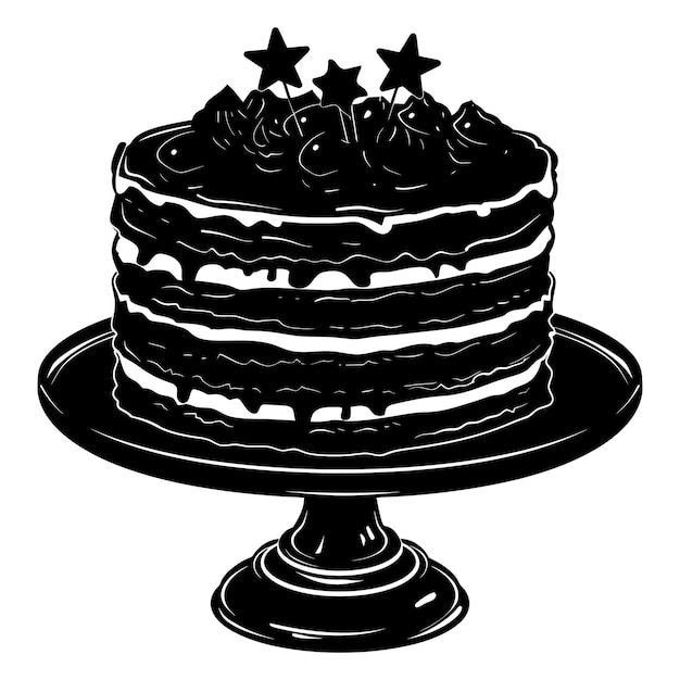 Silhouette birthday cake black color only