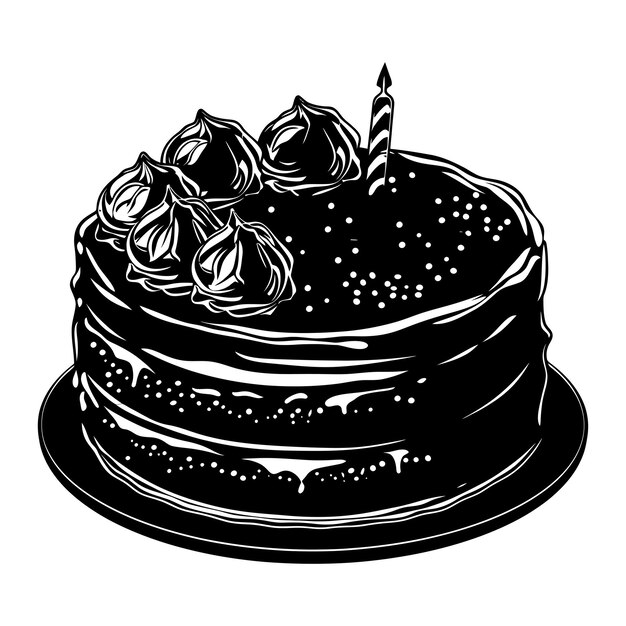 Vector silhouette birthday cake black color only