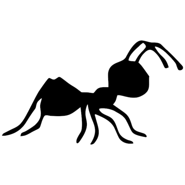 Vector silhouette of a black ant walking