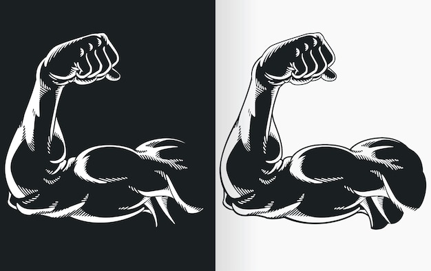 Vector silhouette black arm flexing bicep muscle