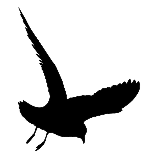 Vector silhouette of a black bird in flight