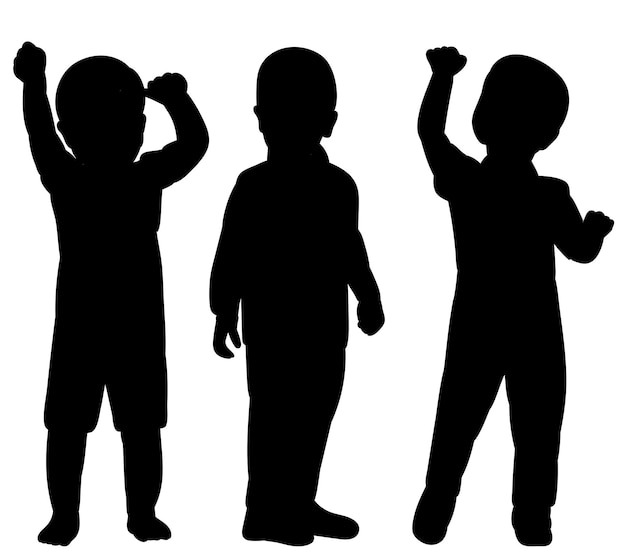 Vector silhouette black boys isolated vector