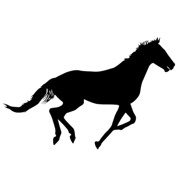 黒いマスタング馬のベクトル図のシルエット