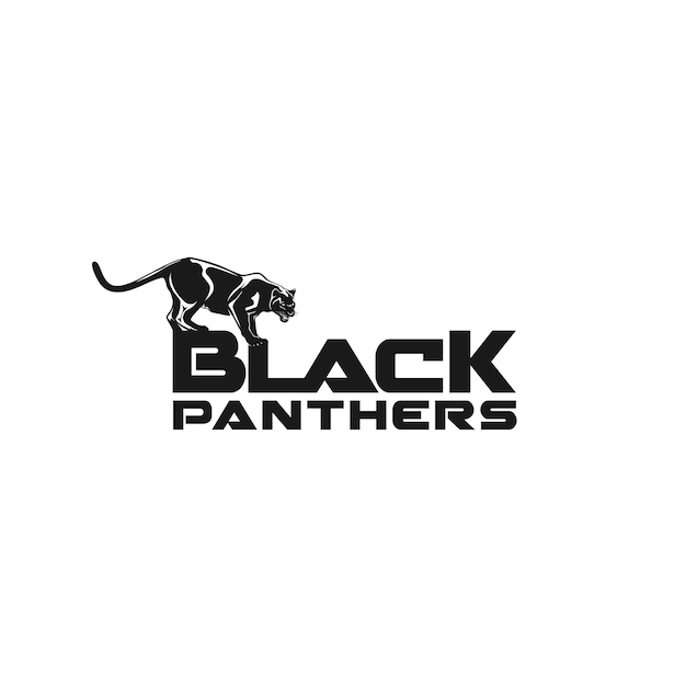 Силуэт черной пантеры дикие животные типография логотип вдохновение