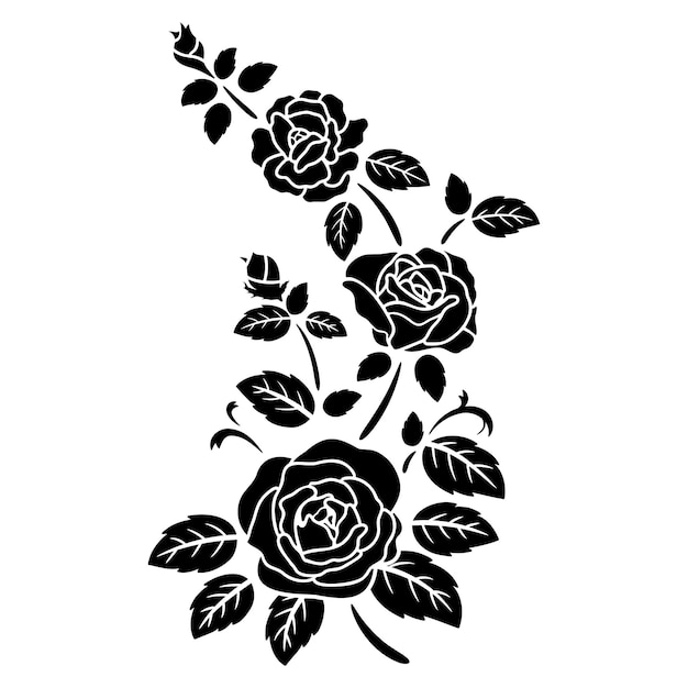 Premium Vector | Silhouette black rose flower decoration vector ...