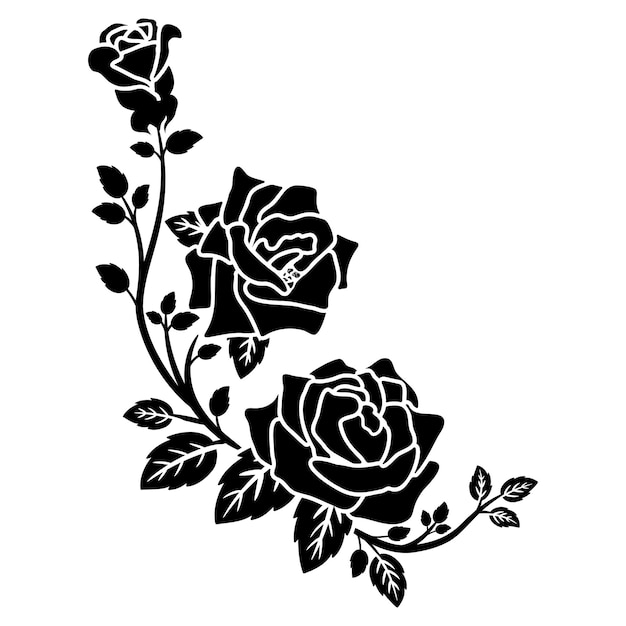 Silhouette black rose flower decoration