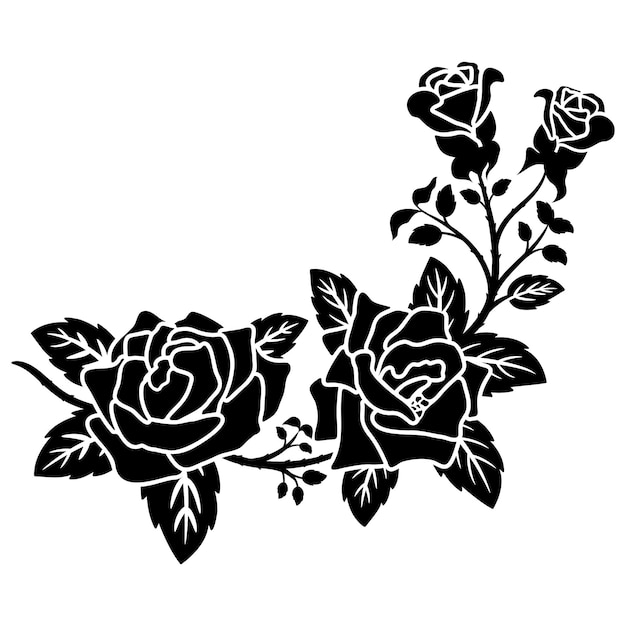 シルエットの黒いバラの花の装飾