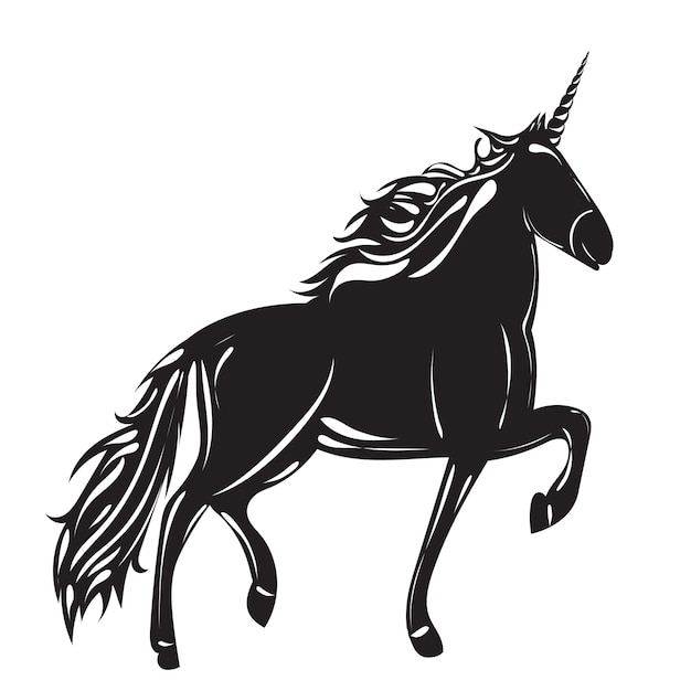 Silhouette black unicorn isolated vector