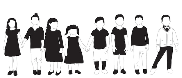 Silhouette black and white family design vector isolated