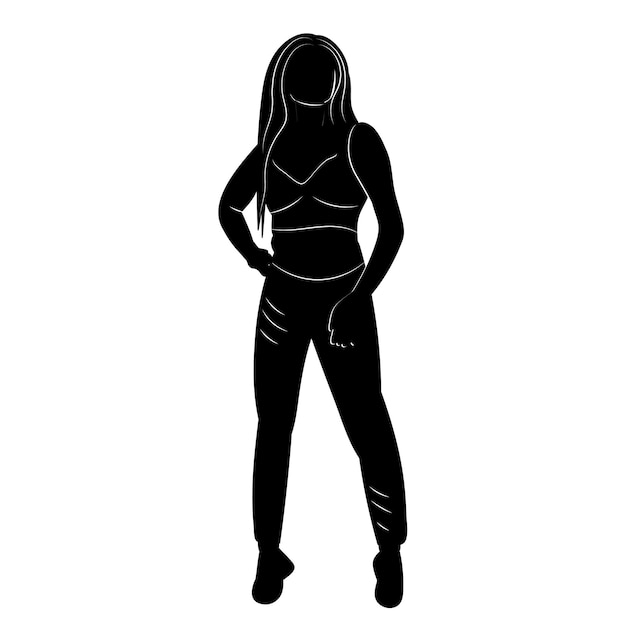 Silhouette black woman girl isolated