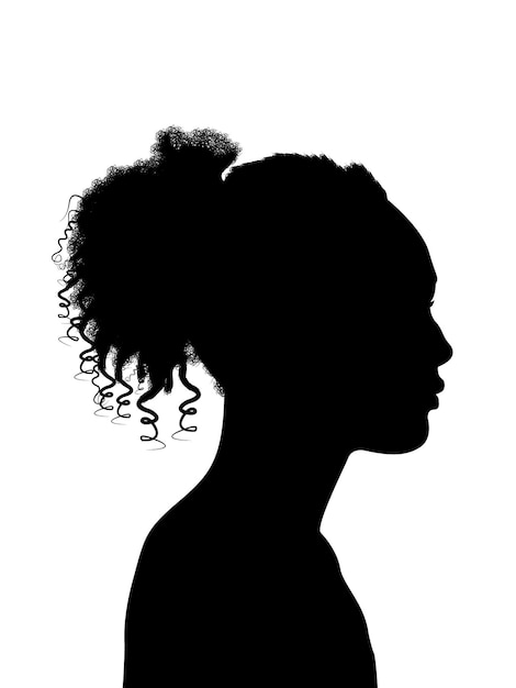 Vector silhouette of black woman with tied hair