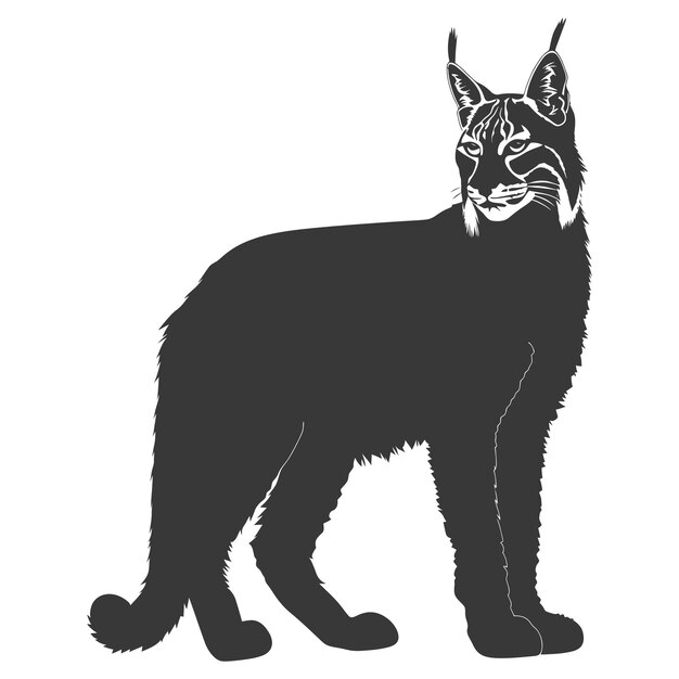 Vector silhouette bobcat animal black color only