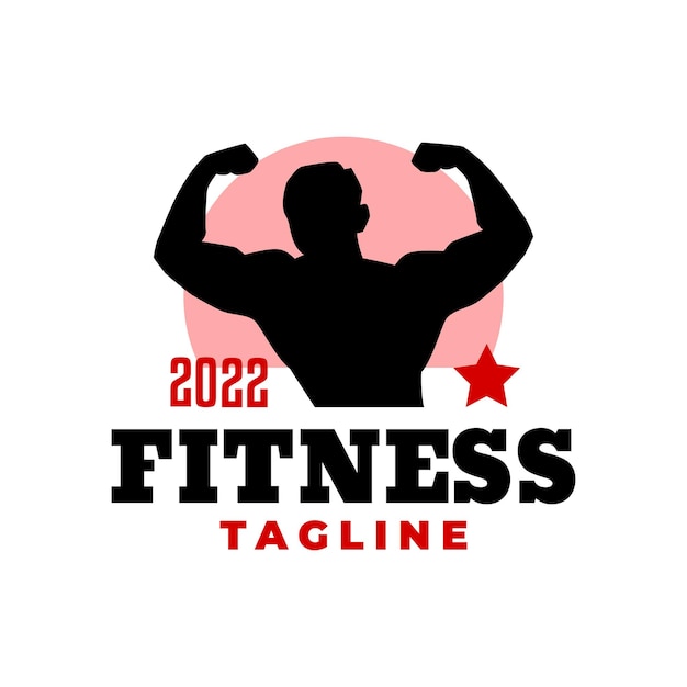 Silhouette of bodybuilder for gym studio logo fitness logo vector template