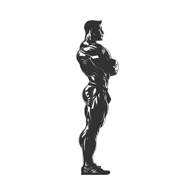 Silhouette Bodybuilding flexing body muscle black color only