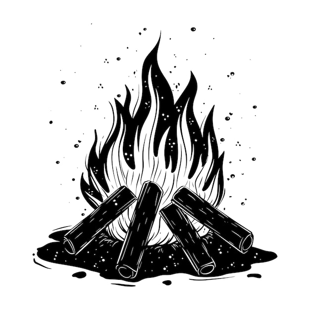 Silhouette bonfire simple style black color only