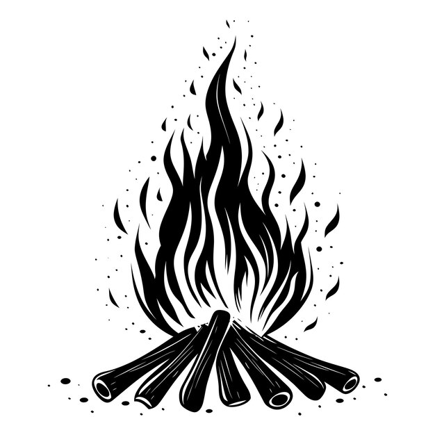 Vector silhouette bonfire simple style black color only