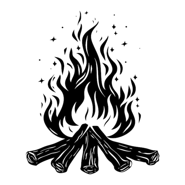 Silhouette bonfire simple style black color only