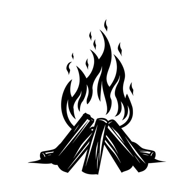 Silhouette bonfire simple style black color only