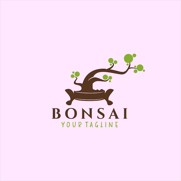 Silhouette of bonsai tree vector logo illustration template.hobby