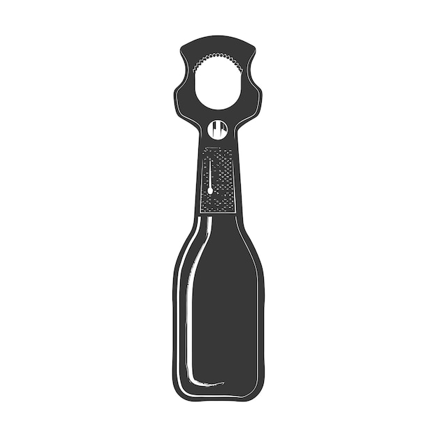Vector silhouette bottle opener industrial style black color only