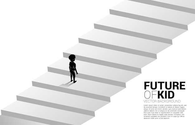 Silhouette of boy standing on stair step