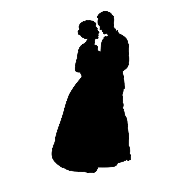 Silhouette of the bride and groom wedding