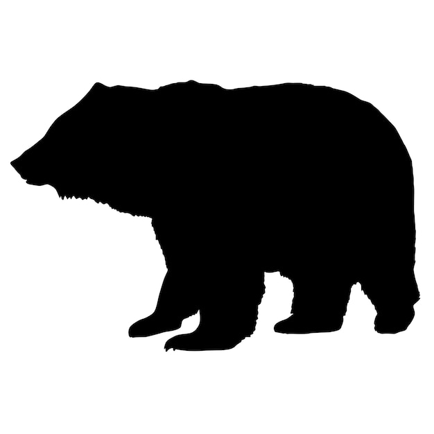 Vettore orso bruno sagoma su sfondo bianco