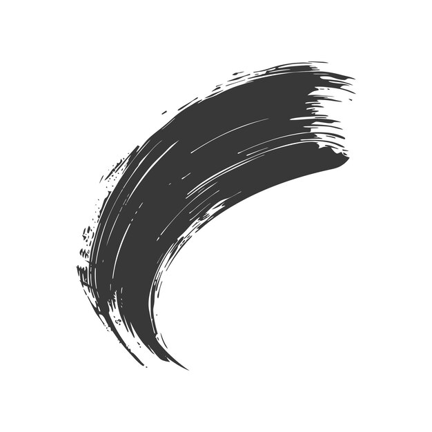 Vector silhouette brush stroke curved black color only