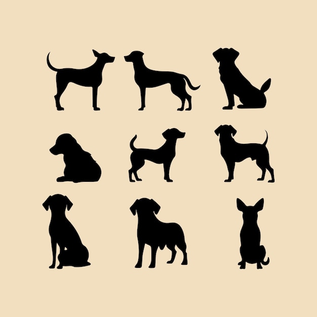 silhouette Buddy dog set Clipart