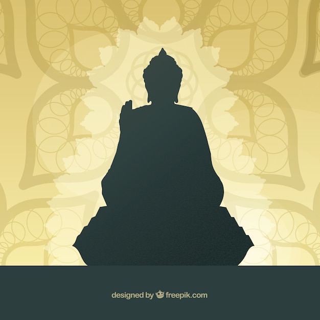 Vector silhouette of budha with flat design