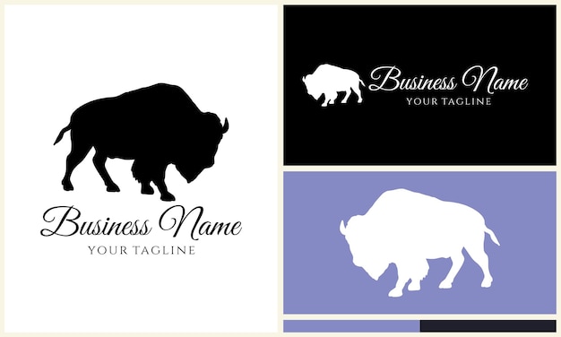 Vector silhouette buffalo bull bison logo