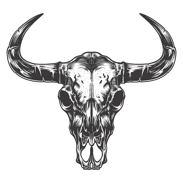 Vector silhouette bull head skull black color only full