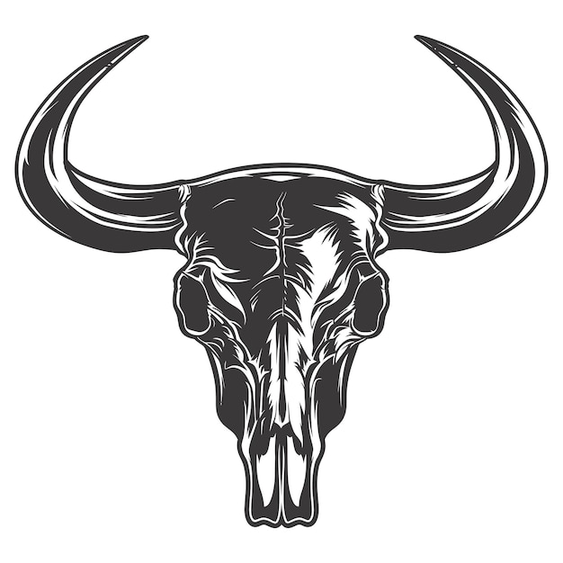 Vector silhouette bull head skull black color only full