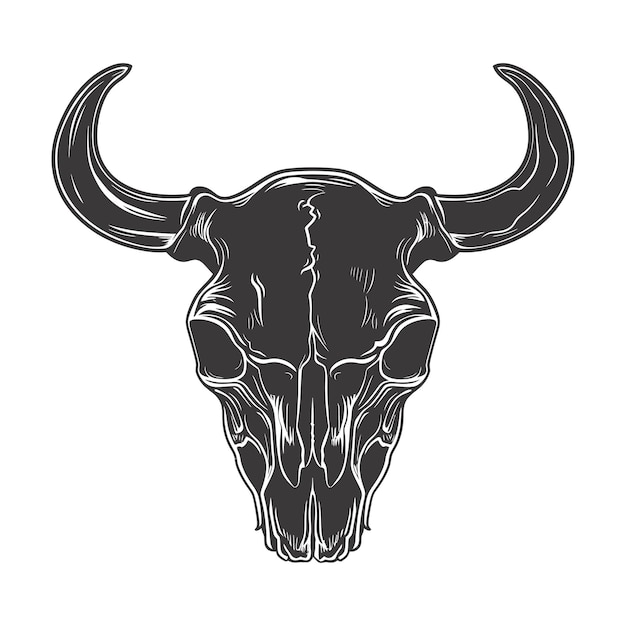 Vector silhouette bull head skull black color only full