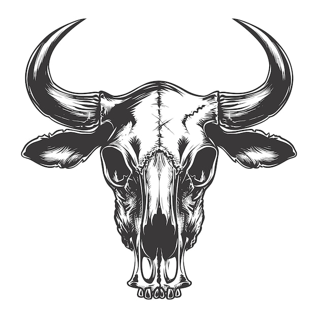 Vector silhouette bull head skull black color only full