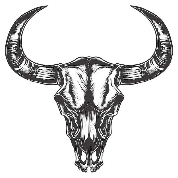 Silhouette bull head skull black color only