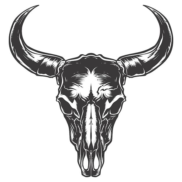 Silhouette bull head skull black color only