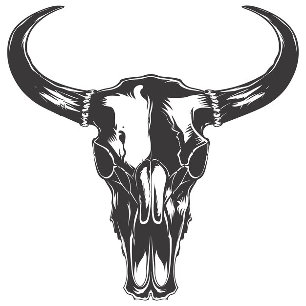 Vector silhouette bull head skull black color only