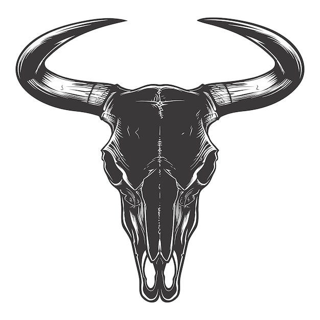 Vector silhouette bull head skull black color only