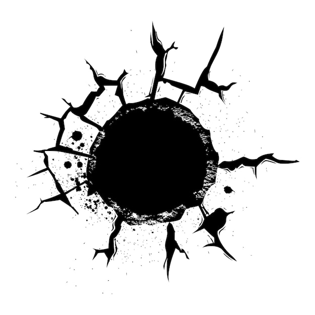 Silhouette bullet hole in concrete black color only