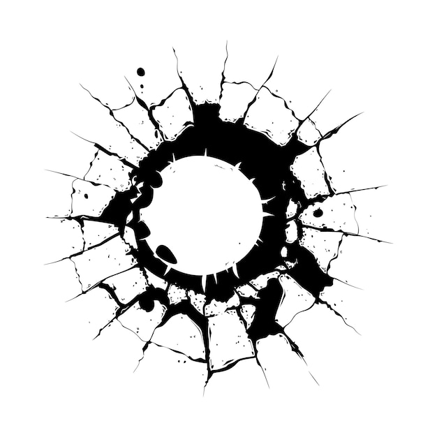 Silhouette bullet hole in glass black color only